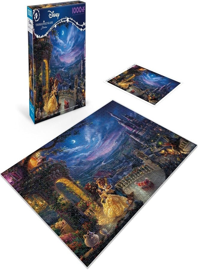 سيكو أحجية الصور المقطوعة Ceaco - Thomas Kinkade Disney Beauty & The Beast Dancing in the Moonlight، 1000 قطعة، صنع في الولايات المتحدة الأمريكية، ورق مقوى معاد تدويره عالي الجودة، ملصق ملون بالكامل - Image 4